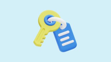 Özellik Anahtarı 3D canlandırma simgesi. İş, teknoloji, şirket, web siteleri, uygulamalar, eğitim, pazarlama ve promosyon için harika. Gayrimenkul 3d simge canlandırması.