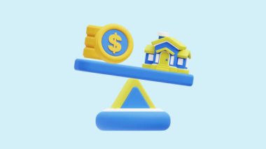 Mülkiyet Özsermayesi canlandırmalı 3D simgesi. İş, teknoloji, şirket, web siteleri, uygulamalar, eğitim, pazarlama ve promosyon için harika. Gayrimenkul 3d simge canlandırması.