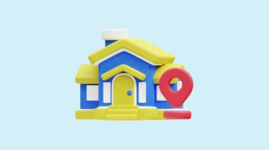 Özellik Konumu 3D canlandırma simgesi. İş, teknoloji, şirket, web siteleri, uygulamalar, eğitim, pazarlama ve promosyon için harika. Gayrimenkul 3d simge canlandırması.