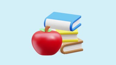 Apple Books 3D animasyon simgesi. İş, teknoloji, şirket, web siteleri, uygulamalar, eğitim, pazarlama ve promosyon için harika. Kütüphane 3d simge canlandırması.