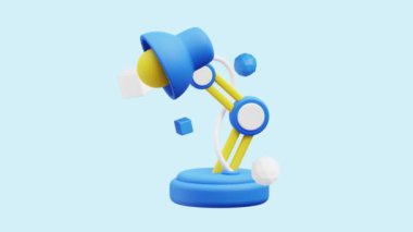 Masa lambası canlandırılmış 3D simgesi. İş, teknoloji, şirket, web siteleri, uygulamalar, eğitim, pazarlama ve promosyon için harika. Kütüphane 3d simge canlandırması.