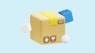Paket Teslimatı 3D canlandırmalı simge. İş, teknoloji, şirket, web siteleri, uygulamalar, eğitim, pazarlama ve promosyon için harika. Nakliye Lojistik 3d simgesi canlandırması.