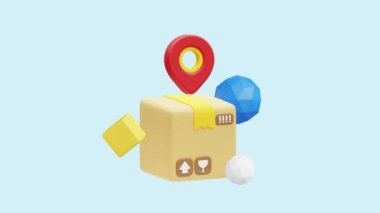 Sevkiyat İzleme Canlandırılmış 3D simgesi. İş, teknoloji, şirket, web siteleri, uygulamalar, eğitim, pazarlama ve promosyon için harika. Nakliye Lojistik 3d simgesi canlandırması.