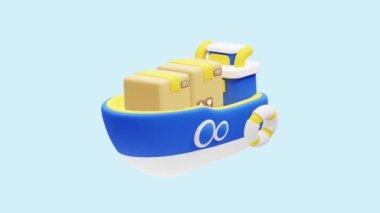 Kargo sevkiyatı 3D animasyon simgesi. İş, teknoloji, şirket, web siteleri, uygulamalar, eğitim, pazarlama ve promosyon için harika. Nakliye Lojistik 3d simgesi canlandırması.