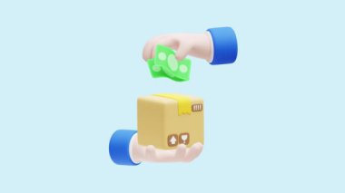 Nakit teslimat animasyon 3D simgesi. İş, teknoloji, şirket, web siteleri, uygulamalar, eğitim, pazarlama ve promosyon için harika. Nakliye Lojistik 3d simgesi canlandırması.