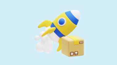 Express Delivery animasyon 3d simgesi. İş, teknoloji, şirket, web siteleri, uygulamalar, eğitim, pazarlama ve promosyon için harika. Nakliye Lojistik 3d simgesi canlandırması.