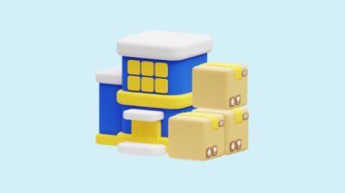 Ofis animasyon 3D simgesi. İş, teknoloji, şirket, web siteleri, uygulamalar, eğitim, pazarlama ve promosyon için harika. Nakliye Lojistik 3d simgesi canlandırması.