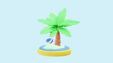 Plaj sahili animasyon 3D ikonu. İş, teknoloji, şirket, web siteleri, uygulamalar, eğitim, pazarlama ve promosyon için harika. Seyahat 3d simgesi canlandırması.
