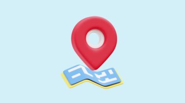 Gezici Konum Canlandırılmış 3D simgesi. İş, teknoloji, şirket, web siteleri, uygulamalar, eğitim, pazarlama ve promosyon için harika. Seyahat 3d simgesi canlandırması.