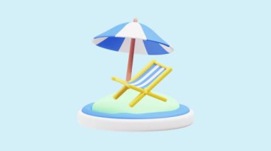 Tatil Sandalyesi animasyon 3D simgesi. İş, teknoloji, şirket, web siteleri, uygulamalar, eğitim, pazarlama ve promosyon için harika. Seyahat 3d simgesi canlandırması.