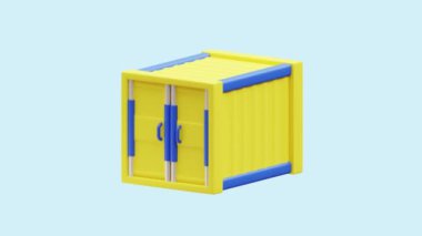 Konteyner Depolama Canlandırılmış 3D simgesi. İş, teknoloji, şirket, web siteleri, uygulamalar, eğitim, pazarlama ve promosyon için harika. Fabrika Endüstriyel 3D simge canlandırması.