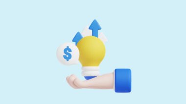 Ekonomik Büyüme 3D Animasyon Kavramı. Şirketler, teknoloji, şirketler, web siteleri, uygulamalar, eğitim, pazarlama ve tanıtım için idealdir. Finansal Ekonomik 3D animasyon.