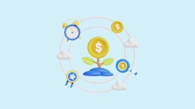 Para piyasası 3 boyutlu animasyon konsepti. Şirketler, teknoloji, şirketler, web siteleri, uygulamalar, eğitim, pazarlama ve tanıtım için idealdir. Finansal Ekonomik 3D animasyon.