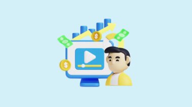 İş Hikayesi Anlatımı 3D Animasyon Kavramı. Şirketler, teknoloji, şirketler, web siteleri, uygulamalar, eğitim, pazarlama ve tanıtım için idealdir. Finansal Ekonomik 3D animasyon.