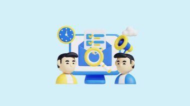 E-posta Pazarlama Kampanyaları 3 boyutlu animasyon Kavramı. Şirketler, teknoloji, şirketler, web siteleri, uygulamalar, eğitim, pazarlama ve tanıtım için idealdir. Finansal Ekonomik 3D animasyon.