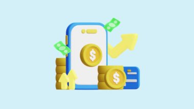 Çevrimiçi Yatırım 3 boyutlu animasyon konsepti. Şirketler, teknoloji, şirketler, web siteleri, uygulamalar, eğitim, pazarlama ve tanıtım için idealdir. Finansal Ekonomik 3D animasyon.