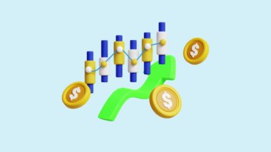 Boğa Pazarı 3 boyutlu animasyon konsepti. Şirketler, teknoloji, şirketler, web siteleri, uygulamalar, eğitim, pazarlama ve tanıtım için idealdir. Finansal Ekonomik 3D animasyon.