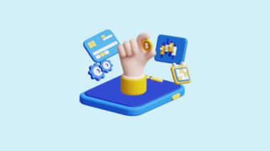 Yabancı Para Birimi Aktarımı 3D Canlandırılmış Kavram. Şirketler, teknoloji, şirketler, web siteleri, uygulamalar, eğitim, pazarlama ve tanıtım için idealdir. Finansal Ekonomik 3D animasyon.