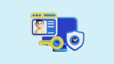 Veri Koruması ve Mahremiyet 3 boyutlu Canlandırma Kavramı. Şirketler, teknoloji, şirketler, web siteleri, uygulamalar, eğitim, pazarlama ve tanıtım için idealdir. Finansal Ekonomik 3D animasyon.