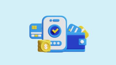 Ödeme Yöntemleri 3D Animasyon Kavramı. Şirketler, teknoloji, şirketler, web siteleri, uygulamalar, eğitim, pazarlama ve tanıtım için idealdir. Finansal Ekonomik 3D animasyon.