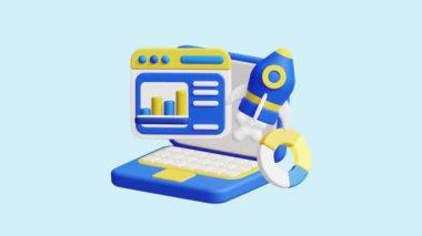 SEO Pazarlama 3D Animasyon Kavramı. Şirketler, teknoloji, şirketler, web siteleri, uygulamalar, eğitim, pazarlama ve tanıtım için idealdir. Dijital Pazarlama 3 boyutlu canlandırma.
