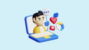 Sosyal Medya Pazarlama 3 boyutlu animasyon kavramı. Şirketler, teknoloji, şirketler, web siteleri, uygulamalar, eğitim, pazarlama ve tanıtım için idealdir. Dijital Pazarlama 3 boyutlu canlandırma.