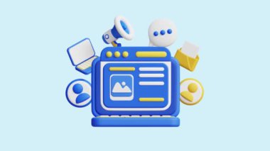 İçerik Pazarlama 3 boyutlu animasyon kavramı. Şirketler, teknoloji, şirketler, web siteleri, uygulamalar, eğitim, pazarlama ve tanıtım için idealdir. Dijital Pazarlama 3 boyutlu canlandırma.