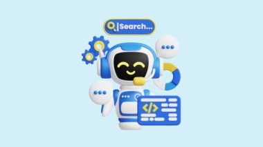 AI Pazarlama Stratejisi 3D Animasyon Kavramı. Şirketler, teknoloji, şirketler, web siteleri, uygulamalar, eğitim, pazarlama ve tanıtım için idealdir. Dijital Pazarlama 3 boyutlu canlandırma.