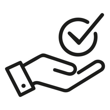 El ele tutuşma işareti simgesi. Beyaz arkaplanda izole edilmiş web tasarımı için onaylanmış kene vektör simgelerinin basit çizimi