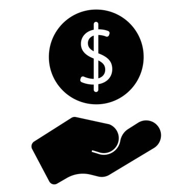 save money icon, salary money, invest finance, hand holding dollar, symbols on white background
