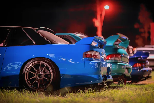 Blue Trio Collection Three Distinct Jdm Cars Each Its Own — Stock Photo, Image