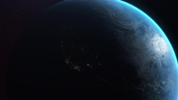 行星地球在旋转 从框架向外出口 4K模拟 — 图库视频影像