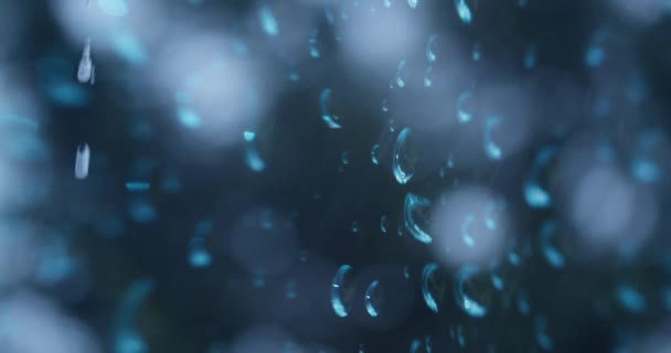 Rain Blue Cold Footage Rainy Weher Mögött Window Drops Window — Stock videók