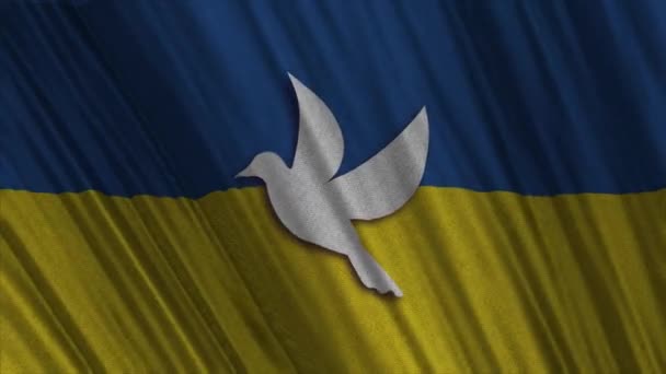 Bandera Nacional Ucraniana Paloma Blanca Paz Animación Realista 976 Fps — Vídeo de stock