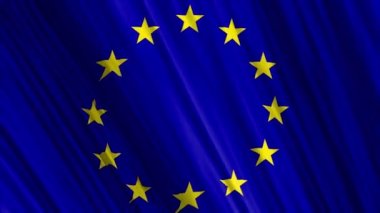 Avrupa Birliği bayrağı 12 yıldızlı video 4k, 25fps gerçekçi animasyon