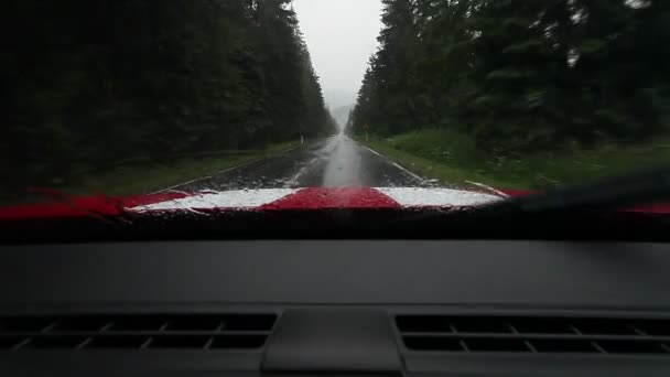 Car Travel View Route Mountains Driver Perspective Travel Rain Quality — 비디오