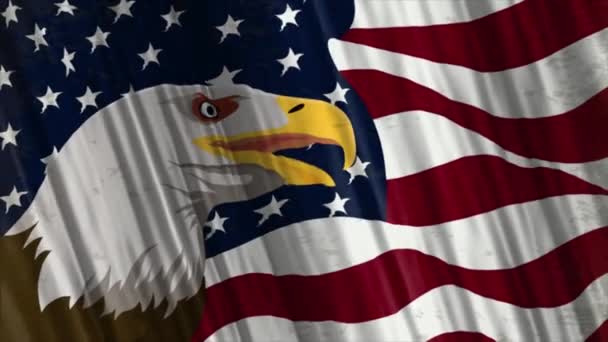 Eua Bandeira American Eagle Filme Animação Realisticamente Realistas Prores 422 — Vídeo de Stock