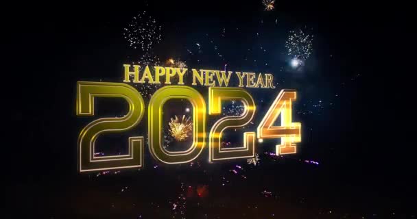 Happy 2024 Baner Colorful Fireworks Hackround Video — Stock videók