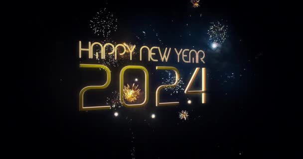 Feliz Año Nuevo 2024 Prohibición Fuego Fuego Colores Vídeo Tipo — Vídeo de stock