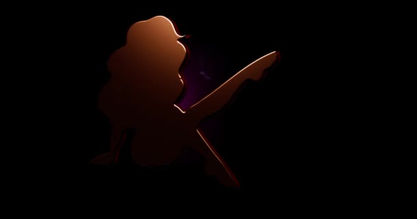 Zie Anonymous Vrouw Silhouette Flicking Neon Licht Animatie — Stockvideo