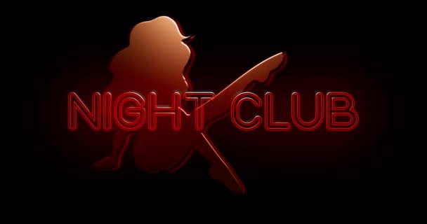 Night Club Néon Scintillement Animée Bannière Hamster Silhouette Femme Arrière — Video