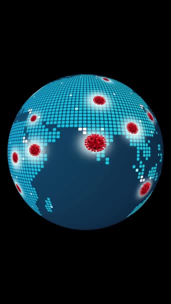 Coronavirus Disease Covid 2019 Rotating Globe Spread Map Virus Motion — Stockvideo