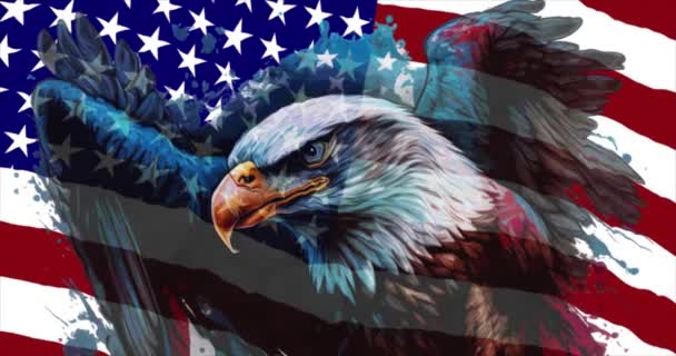 Americký Orel Vlajce Usa Realistická Animace — Stock video