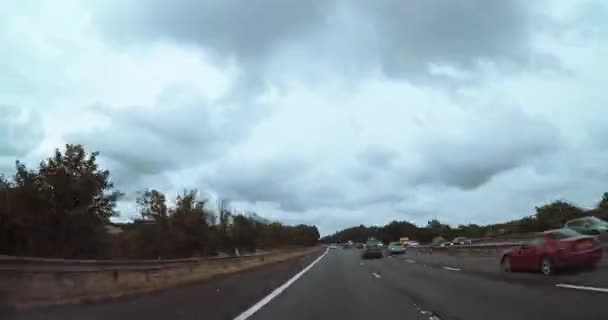 Hohe Geschwindigkeit Auf Der Autobahn Zeitrunden Modus Schuss Aus Fahrerperspektive — Stockvideo
