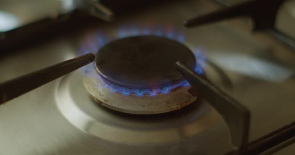 Cooking Pot Placed Burner Gas Stove Household — Stock Video