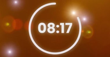 10 saniye Arkaplanda parlak optik fişekler ve turuncu tonda ışık sızıntısı olan son geri sayım (124; 4k) videosu
