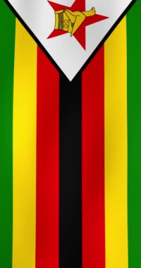 Zimbabwe Flag Waving in The Wind 124; 4k Dikey Video.124; Gerçekçi Animasyon