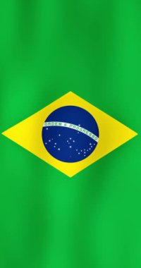 Brasil Flag Waving in The Wind 124; 4k dikey video the Realistik animasyon