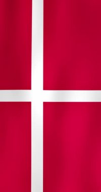 Danimarka 'nın Ulusal Bayrak Dalgalanması (The Wind 124; 4k Dikey Videosu - 124; Gerçekçi Canlandırma