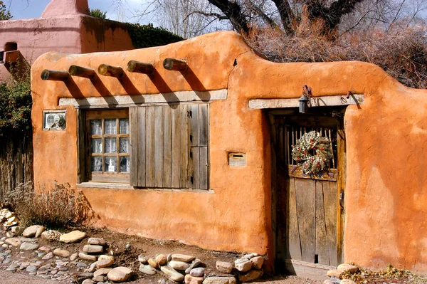 Santa Fe, New Mexico home in old adobe styled design and architecture.